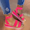 Women Fashion Solid Color Platform Velcro Sandals Shoes