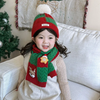 (Buy 1 Get 1) Kids Unisex Autumn Winter Casual Cute Christmas Cartoon Versatile Colorblock Knitwear Scarf Hat Sets