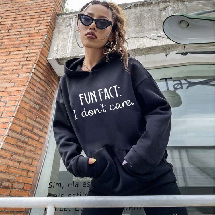 Fashion Women Casual Autumn Street Letter Print Pocket Hoodie