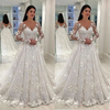 Women Wedding Sexy Lace Deep V Long Sleeve Wedding Party Dress