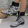 Autumn And Winter Women Fashion Plus Size Snake Print Fleece Warm Short Boots