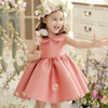 Kids Toddler Girls Fashion Party Cute Sweet Solid Color Bow Pleated Sleeveless Party Tutu Dress