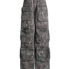 Women Fashion Casual Street Pocket Wide-Leg Camouflage Loose Overalls Washed Jeans Denim Pants