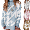 Women Fashion Autumn And Winter Splicing Contrast Color Lapel Mid-Length Knitted Sweater