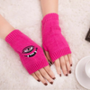 (Buy 1 Get 2) Autumn Winter Women Fashion Devil Eye Embroidered Warm Knitted Half Finger Gloves