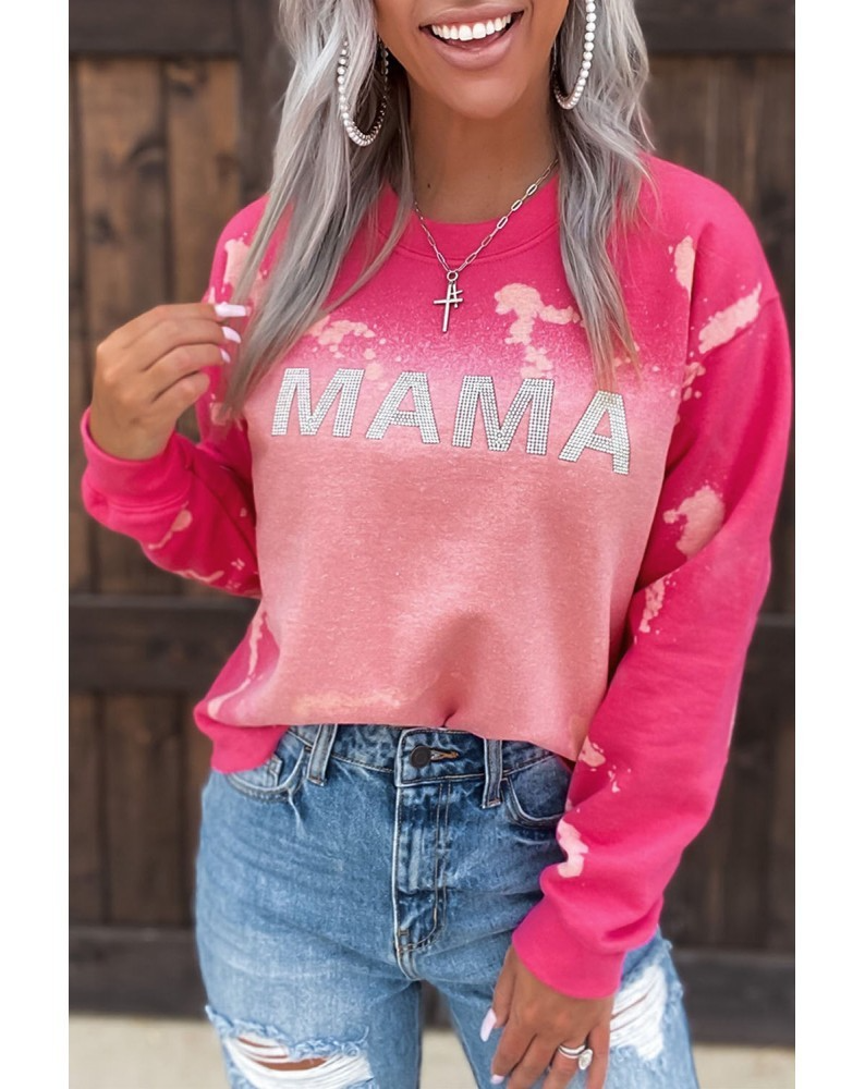 Women Autumn Winter Vintage Casual Gradient Pink Mama Letter Print Sweatshirt