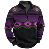 Men Fashion Casual Retro 3D Geometric Pattern Long Sleeve Zipper Plus Size Sweatshirts