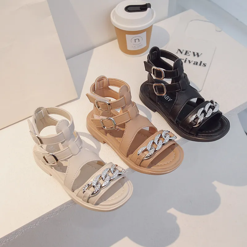 Children Kids Baby Fashion Girls Chain Princess Buckle Strap Sandals Shoes