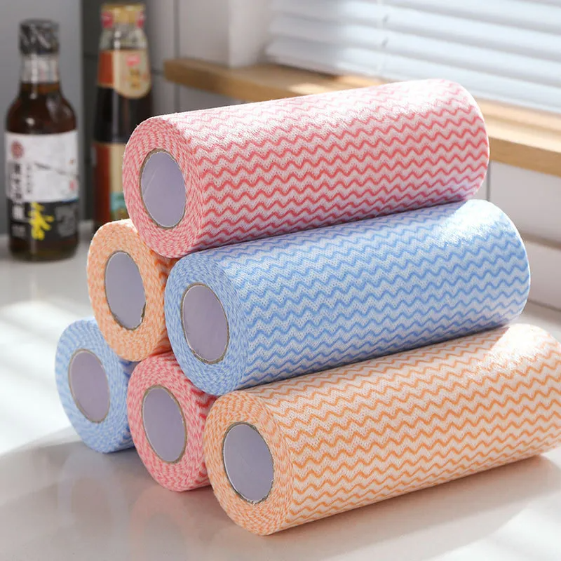 (Buy 1 Get 2) Disposable Household Kitchen Cleaning Absorbent Wet And Dry Dual-Use Wavy Stripe Dishcloth