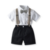 Kids Toddler Big Boys Summer Fashion Casual British Style Bow Shirt Suspender Trousers Party Clothing Set