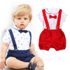 Kids Baby Girls Boys Summer Fashion Casual Cute Bow Small Sailing Pattern Lapel Romper Suspender Trousers Set