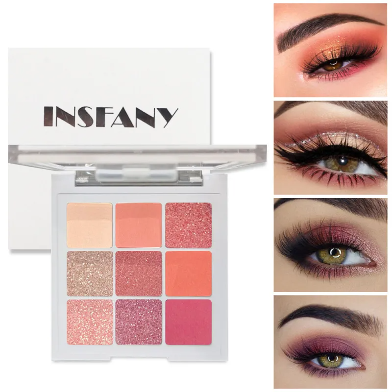 (Buy 1 Get 2) Insfany 9 Color Romantic Rose Matte Purple Makeup Eye Shadow Plate