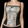 Women Sexy Lace Strap Spider Web Pattern Tube Top