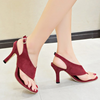 (2 pair) Women Fashion Sexy PU Solid Color Suede Stiletto Heel Ankle Strap Buckle Thong Sandals