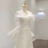 Women Banquet Temperament Satin White Wedding Mermaid Dress