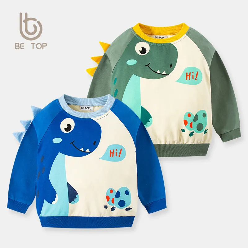 Children Kids Teen Fashion Boys Casual Long Sleeve Cartoon Dinosaurs Print Sweatshirt Top