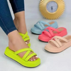 (2 pair) Women Fashion Plus Size Cross Strap Thick-Soled Round Toe Slippers