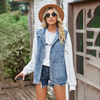 Women Loose Casual Lapel Sleeveless Denim Coat