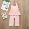 Girls Solid Color Stringy Selvedge Design Romper