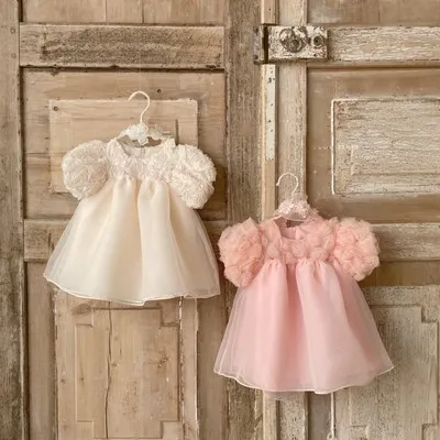 (Buy 1 Get 1) Kids Baby Girls Cute Solid Color Mesh Flowers Soft Skin-Friendly Princess Dress