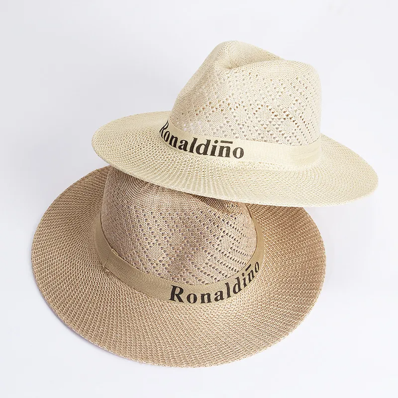 (Buy 1 Get 2) Men'S Fashion Casual Simple Hollow Stripe Breathable Foldable Sunshade Sunscreen Cowboy Hat