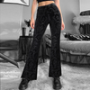 Women Fashion Casual Printed Gothic Style Wide-Leg Flared Pants