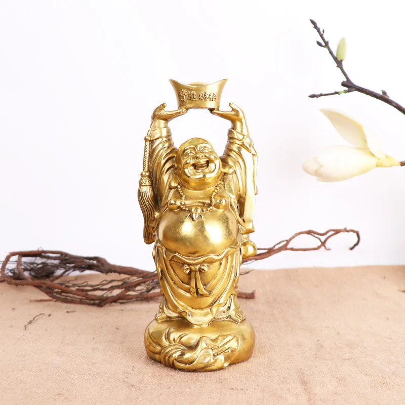 Pure Copper Maitreya Laughing Buddha Ornament To Yuanbao Home Crafts