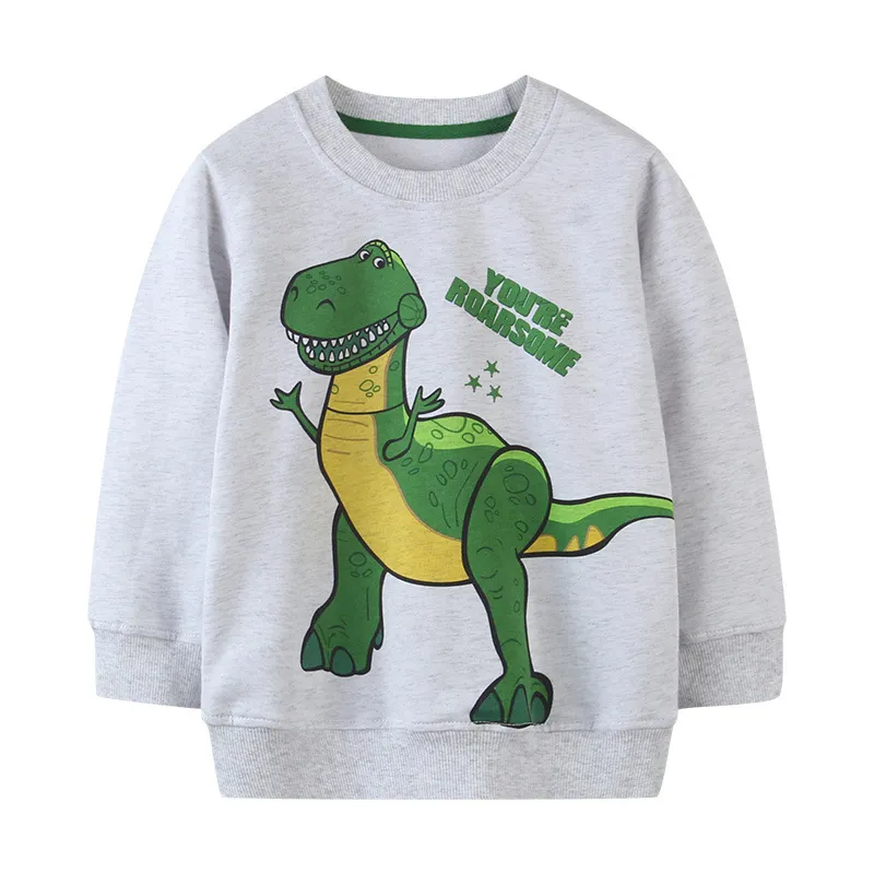 Kids Toddler Boys Autumn Winter Fashion Casual Cute Alphabet Cartoon Dinosaur Print Round Neck Sweatshirts