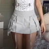 Women Fashion Street Solid Color Woven Strip Strap Woven Short Skirt