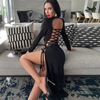 Women Fashion Sexy Long Sleeve Backless Slit Bandage Dress