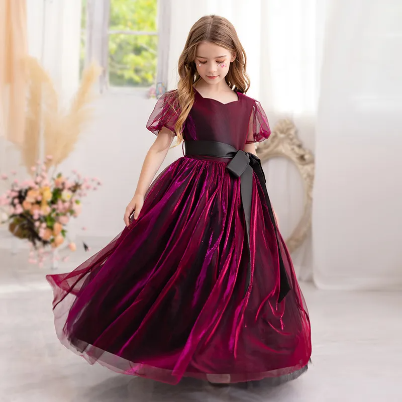 (Buy 1 Get 1) Toddler  Girls Elegant Party Gradient Color Short Sleeve U Neck Mesh Tutu Princess Dress