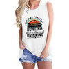 Women'S Fashion Letter Boat Print Sleeveless T-Shirt