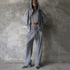 Women Casual Retro Loose Hollow Drawstring Straight-Leg Sweatpants