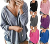 Plus Size Women Casual V Neck Hoodie Long Sleeve Workout Top