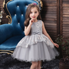 Kids Toddler Girls Fashion Party Cute Sweet Color Matching Embroidery Bow Pleated Sleeveless Mesh Party Tutu Dress