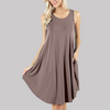 Women Fashion Minimalist Casual Solid Color Round Neck Sleeveless Loose Dress