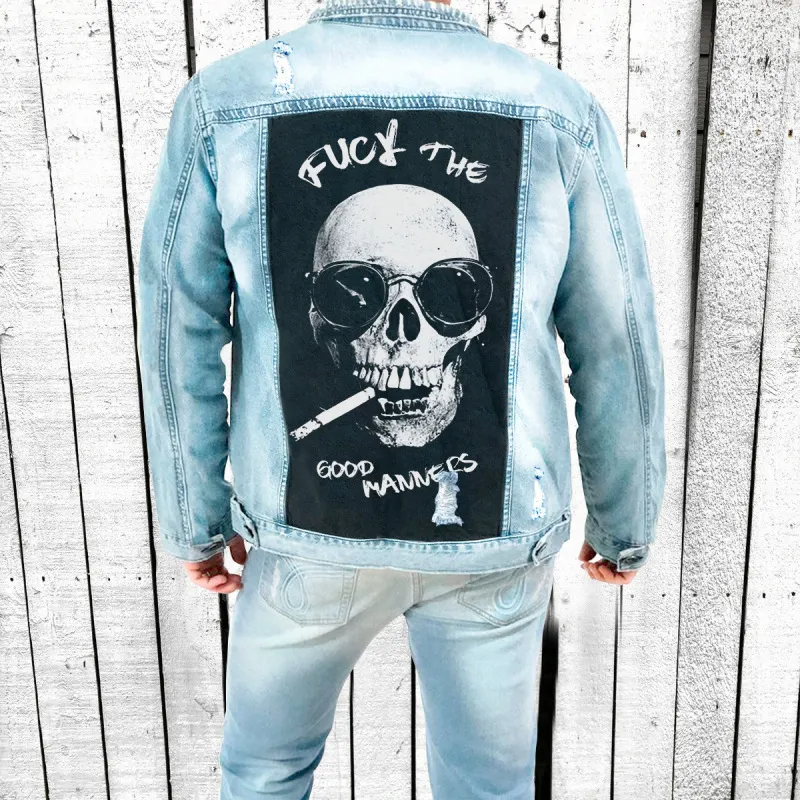 Men'S Fashion Skull Pattern Printed Slim Jacket