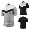 Men Business Casual Stitching Contrast Color Short Sleeved Lapel Polo Shirt