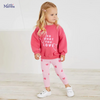 (Buy 1 Get 1) Kids Toddler Big Boys Spring Autumn Fashion Casual Cute Solid Color Letter Heart Round Neck Long Sleeve Trousers Set