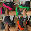 Women Fashion Round Toe Solid Color Thick-Soled Slip On Mid-Calf Boots Shoes