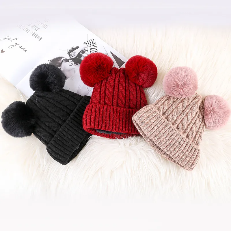 (Buy 1 Get 1) Women Plush Winter Knitted Fluffy Ball Warm Hats