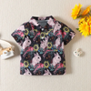 Kids Toddler Boys Casual Cute Easter Cartoon Bunny Print Short Sleeve Lapel Shirt