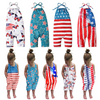 Toddlers Newborn Baby Fashion Girls Casual Basics Sleeveless Independence Day Star Flag Print Jumpsuit