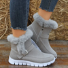 Women Plus Size Fashionable Solid Color Thickened Warm Flat Snow Boots