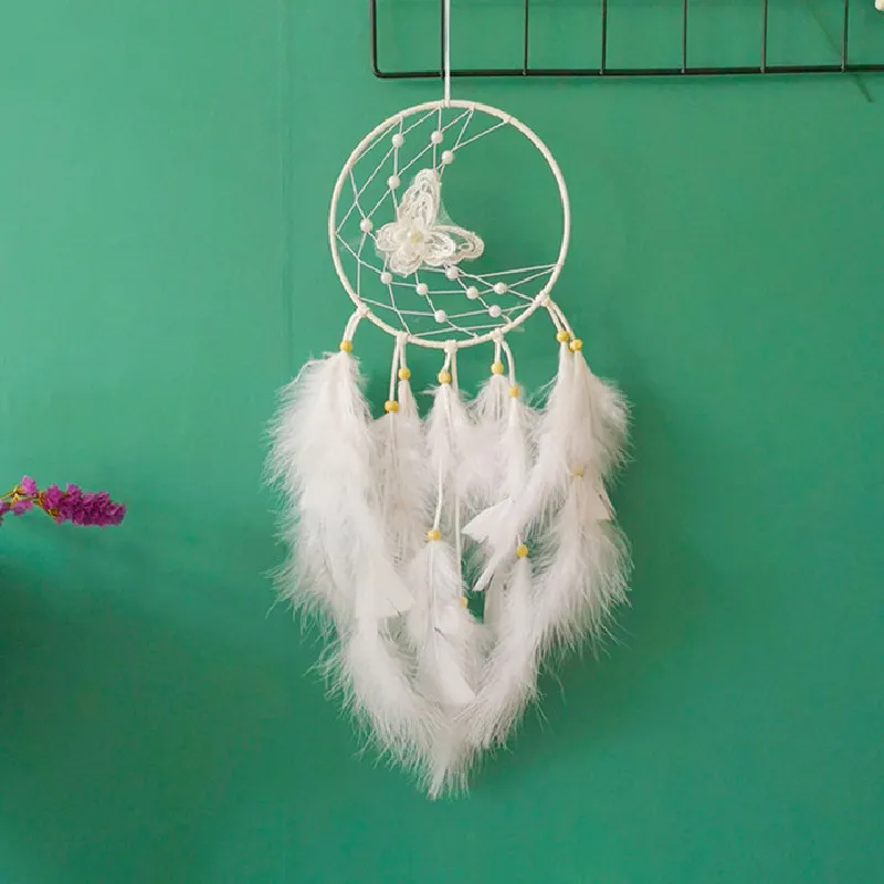 (Buy 1 Get 1) White Butterfly Dream Catcher Feather Pendant Wind Chimes