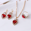 (Buy 1 Get 2) Women Fashion Heart Rhinestone Earrings Necklace Ring Set