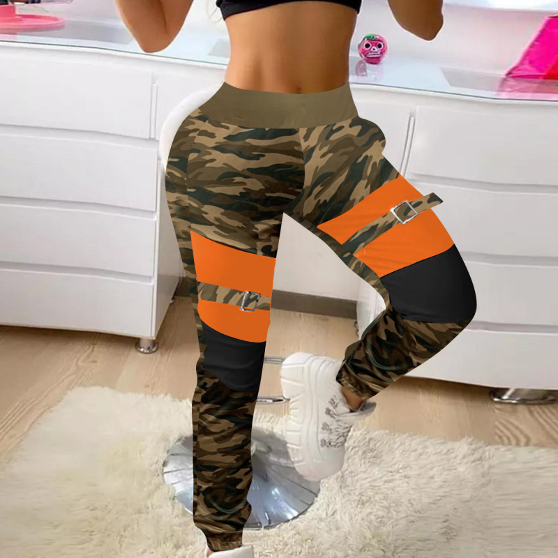 Women Sports Fashion Camouflage Print Casual Tight High-Waist Pants