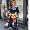 Women Ramadan /Eid Fashion Casual Floral Printing Long Sleeve Chiffon Maxi Dress