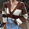 Women Fashion Winter Striped Knitted Sweater Two-Piece Set