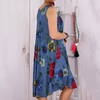 Round Neckline Sleeveless Floral Print Loose Casual Dress